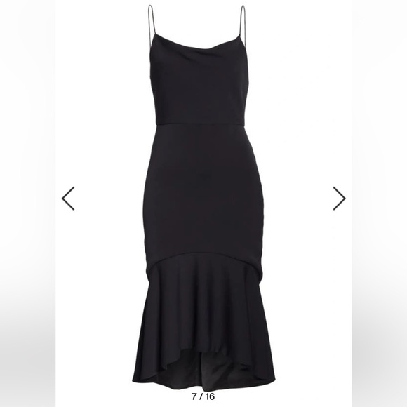 Alice + Olivia Adrina Flounce Hem Midi Dress in Black - Picture 6 of 15